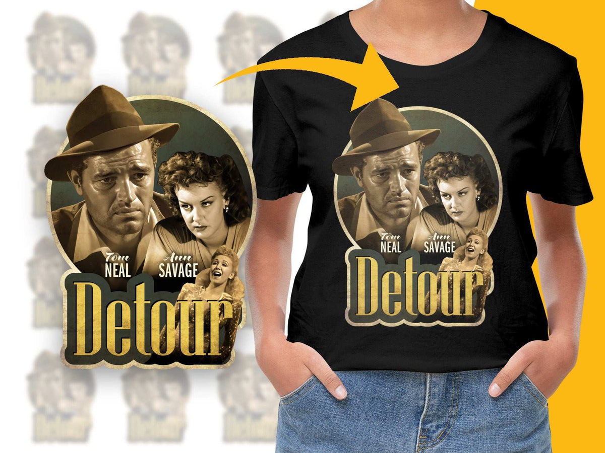 Vintage Detour Movie Poster T-Shirt, Classic Film Noir Graphic Tee, Unisex Cotton Shirt
