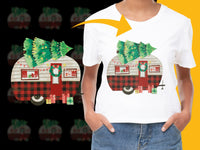 Load image into Gallery viewer, Christmas Tree Camper T-Shirt, Holiday Graphic Tee, Festive Family Outfit, Winter Camping Design, Unisex Christmas Shirt
