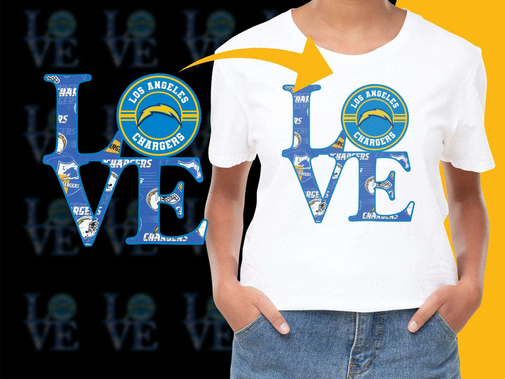 Los Angeles Chargers Love Graphic Tee, Women's White Casual T-Shirt, Sports Fan Apparel