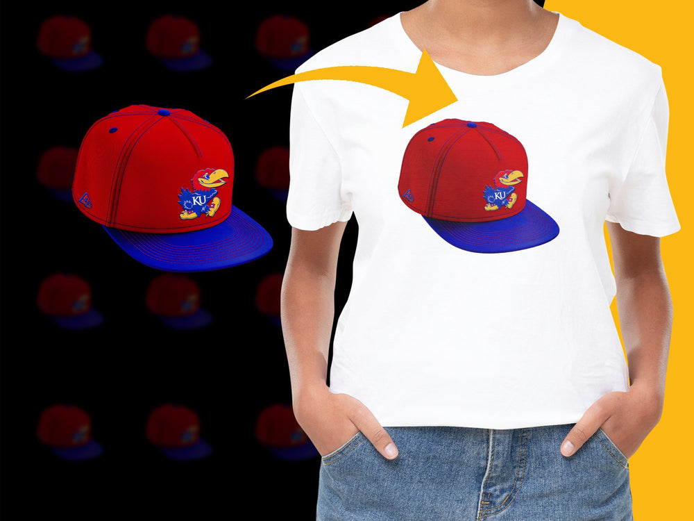 Youth Red and Blue Baseball Cap, Embroidered Cartoon Bird, Adjustable Snapback Hat for Kids