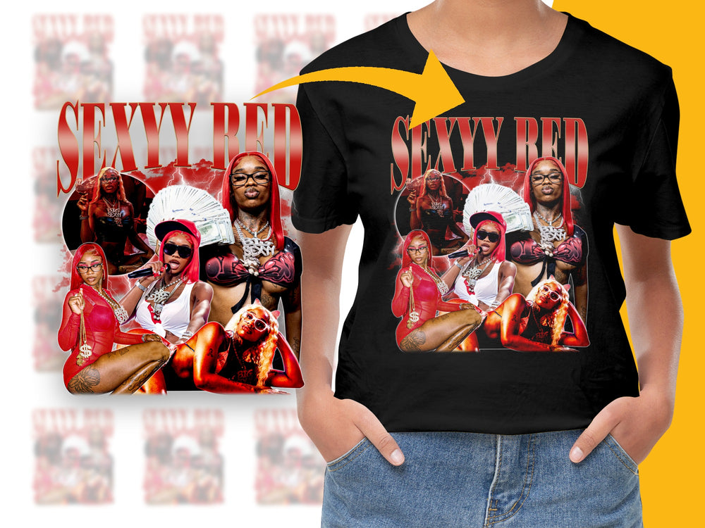 Trendy Graphic T-Shirt Featuring Bold Red Artistic Designs, Stylish Streetwear Top