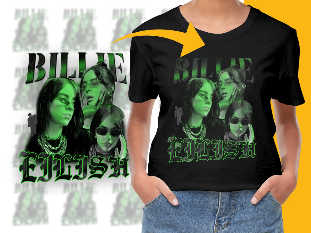 Billie Eilish Graphic T-Shirt, Vintage Style Pop Music Tee, Unisex Black Band Shirt, Retro Concert Fashion, Gift for Music Lovers