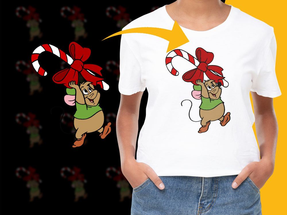 Christmas Mouse T-Shirt, Cute Holiday Tee, Cartoon Character, Kids and Adults Clothing