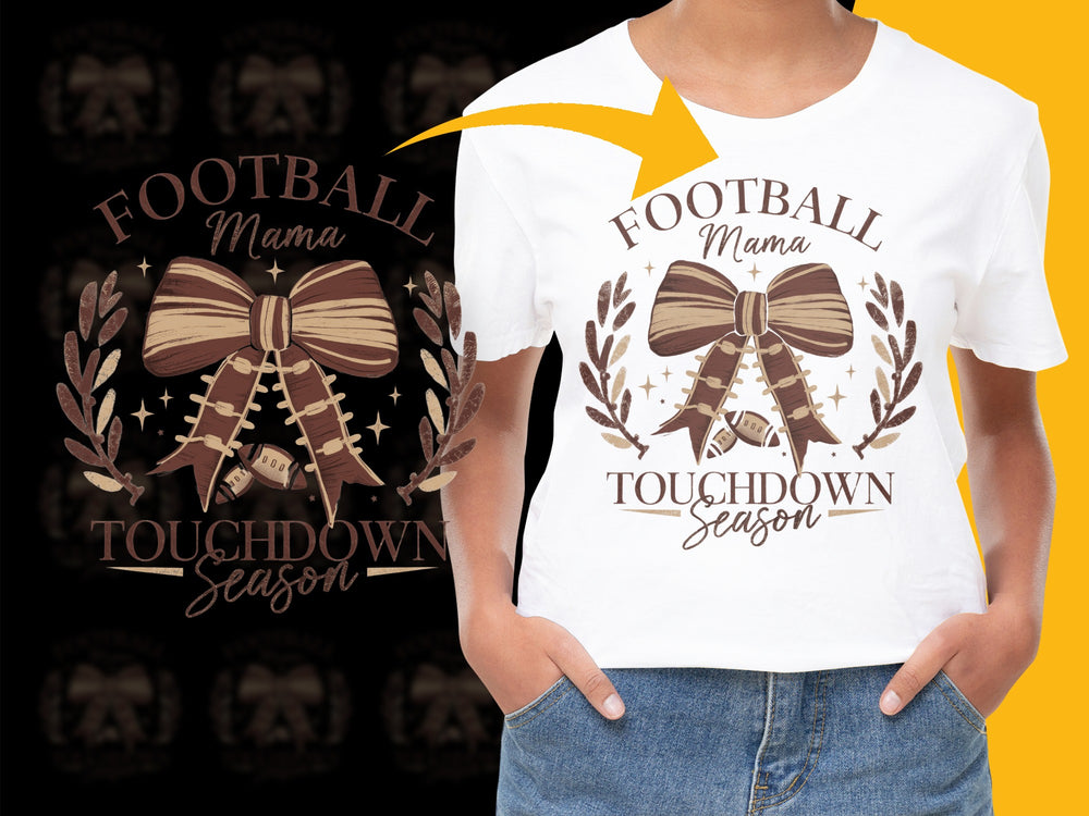 Football Mama T-Shirt Touchdown Season Graphic Tee Women's Sports Apparel Fall Game Day Shirt