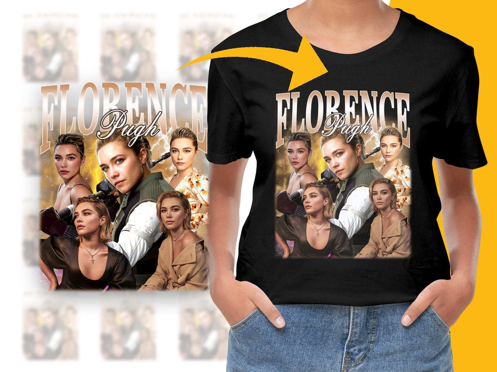 Florence Pugh Graphic T-Shirt, Fan Art Tee, Celebrity Actress Portrait, Casual Wear, Unique Gift Idea, Unisex Fashion Top