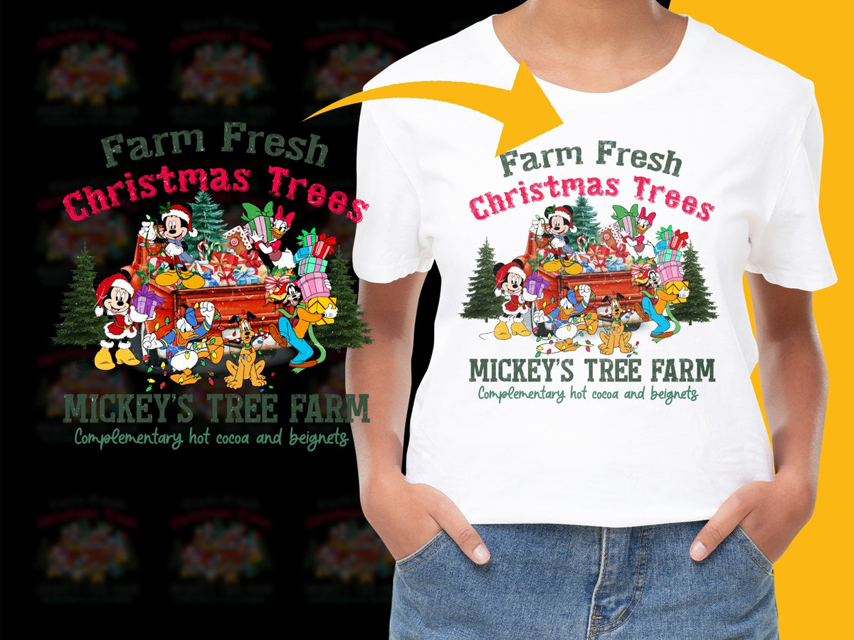 Farm Fresh Christmas Trees Mickey's Tree Farm T-Shirt, Disney Holiday Tee for Adults and Kids