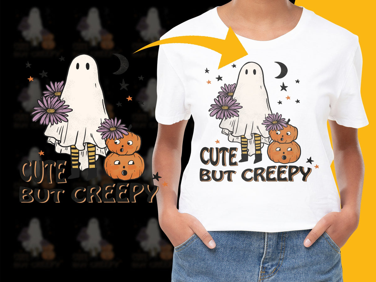 Cute But Creepy Ghost T-Shirt, Halloween Spooky Tee, Kids Halloween Costume Shirt, Fall Pumpkin Graphic Tee