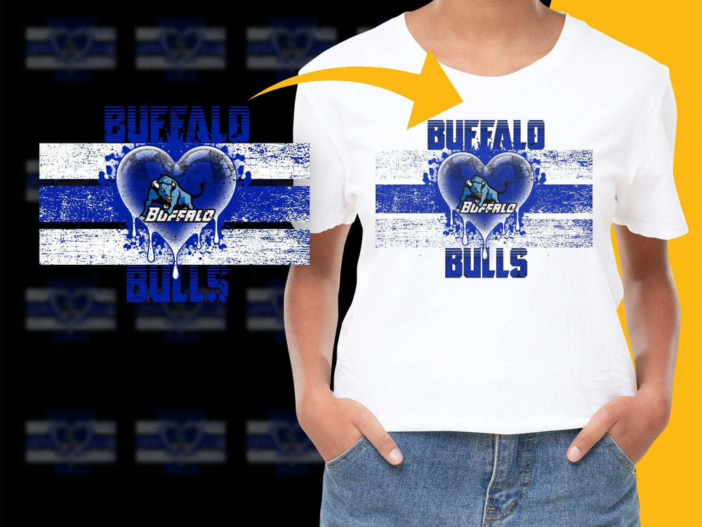 Buffalo Bulls Heart Design T-Shirt, College Team Graphic Tee, Sports Fan Apparel, Casual Wear