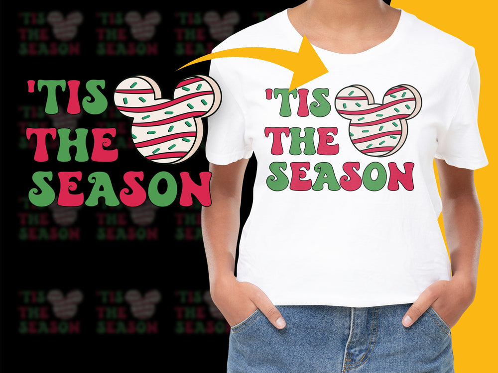 Kids 'Tis the Season Christmas T-Shirt, Festive Holiday Graphic Tee, Colorful Candy Cane Heart Design, Unisex Children's Apparel