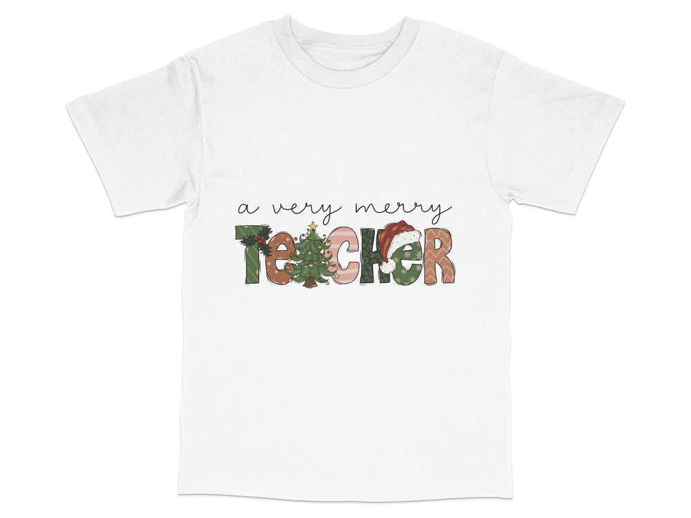Christmas Teacher T-Shirt, A Very Merry Teacher Holiday Graphic Tee, Festive Educator Gift, Unisex Winter Apparel