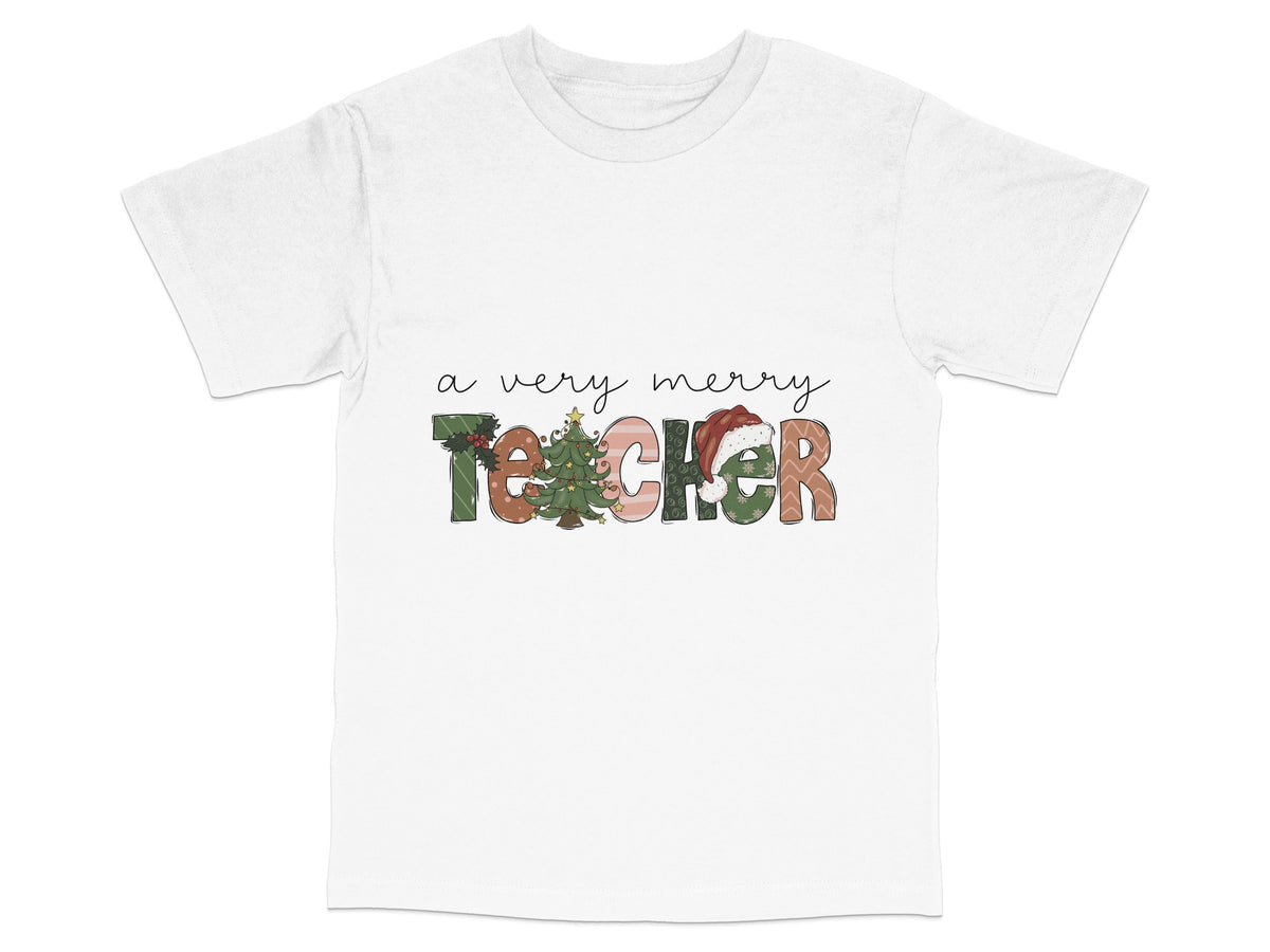 Christmas Teacher T-Shirt, A Very Merry Teacher Holiday Graphic Tee, Festive Educator Gift, Unisex Winter Apparel