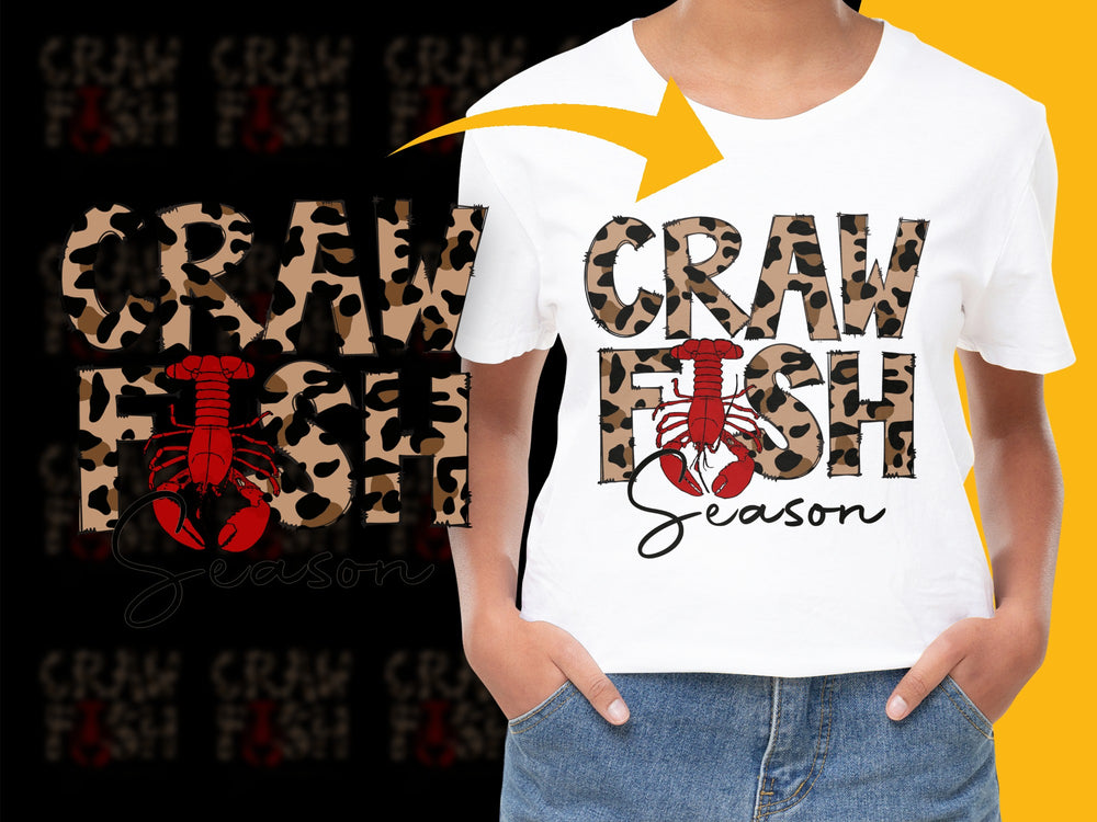 Crawfish Season T-Shirt, Leopard Print, Red Lobster Graphic Tee, Casual Summer Top for Men and Women