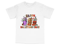 Load image into Gallery viewer, Happy Hallowthanksmas T-Shirt, Fun Holiday Graphic Tee, Halloween Thanksgiving Christmas Combo, Unisex Shirt