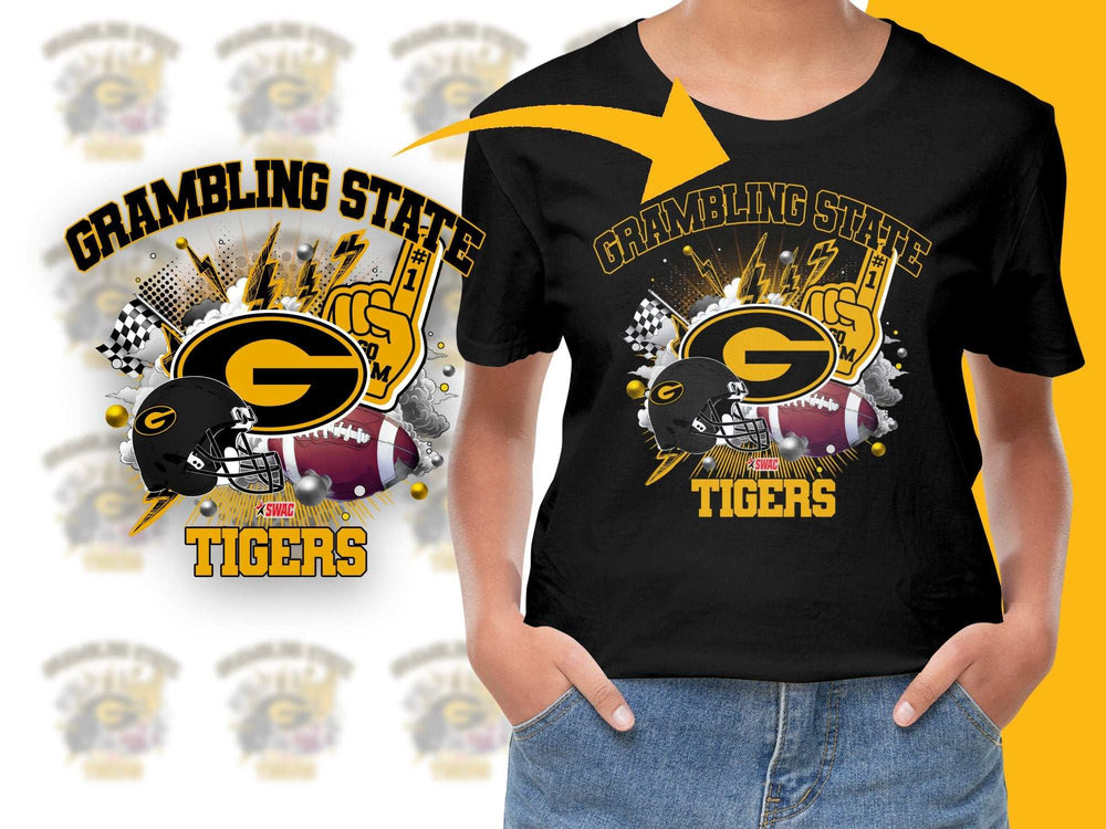 Grambling State Tigers T-Shirt, College Football Fan Gear, Black Graphic Tee, Sports Apparel
