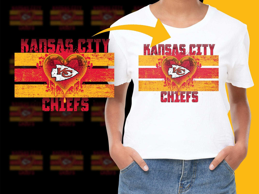 Kansas City Chiefs Heart Design T-Shirt, Vintage Graphic Tee, Football Fan Apparel, Casual Sportswear, Unisex Clothing Gift