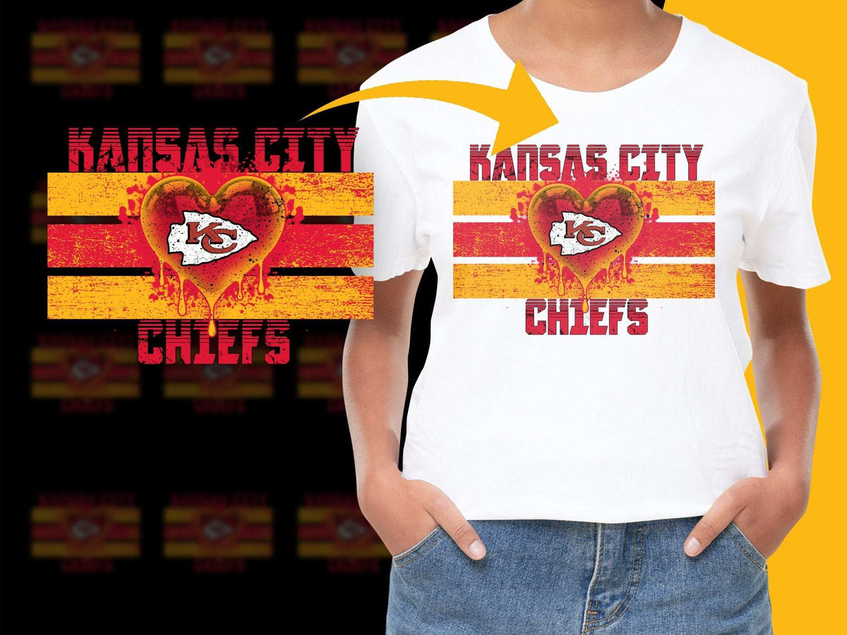 Kansas City Chiefs Heart Design T-Shirt, Vintage Graphic Tee, Football Fan Apparel, Casual Sportswear, Unisex Clothing Gift