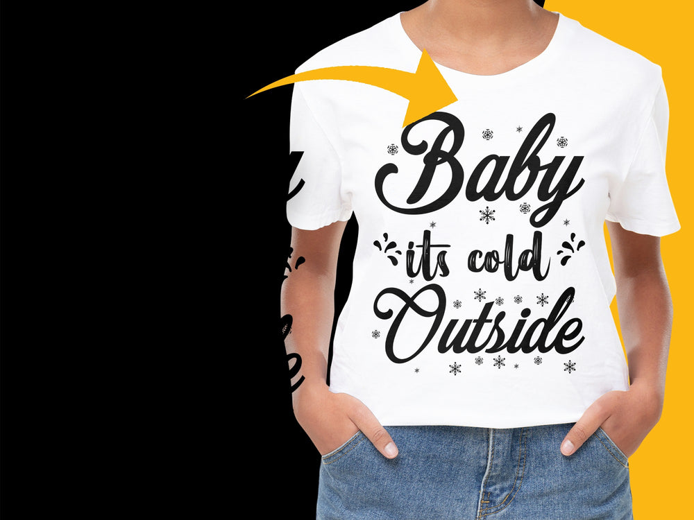 Baby It's Cold Outside T-Shirt, Winter Holiday Graphic Tee, Casual Christmas Snowflake Design Shirt for Women and Men