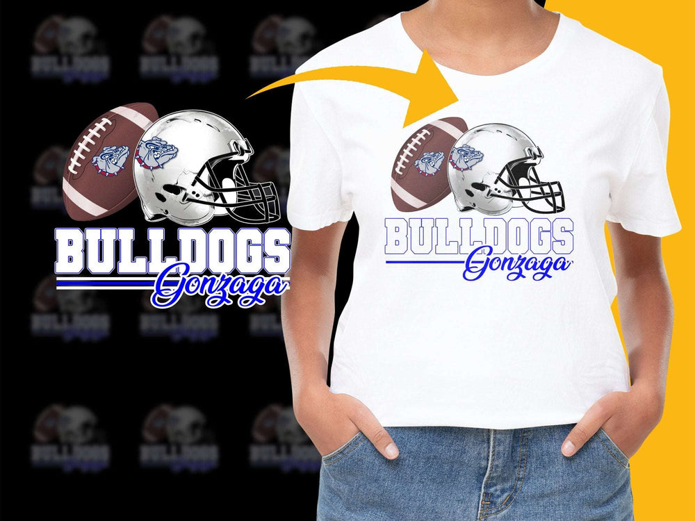 Gonzaga Bulldogs Football T-Shirt, Sports Fan Gear, White Graphic Tee, College Football Apparel