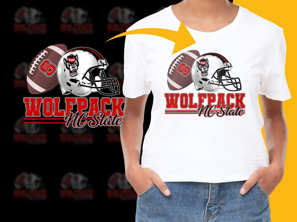 Wolfpack MC State Football Graphic T-Shirt, Youth and Adult Sizes, Casual Sports Tee, Team Spirit Wear