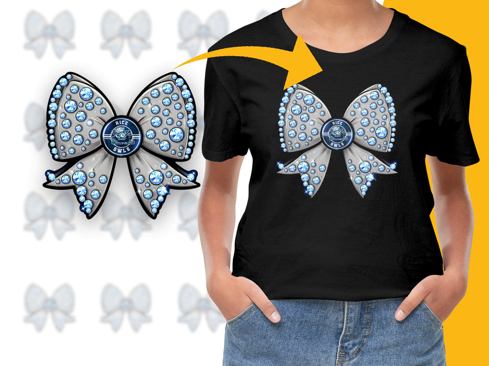 Women's Black T-Shirt with Blue Crystal Butterfly Design, Stylish Casual Wear, Unique Graphic Tee