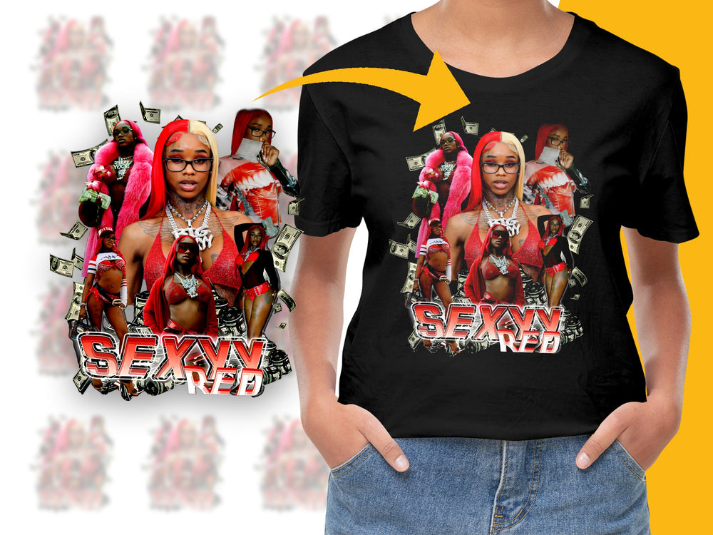 Sexy In Red Graphic T-Shirt, Bold Fashion Statement Tee, Urban Style Top, Eye-Catching Streetwear Shirt