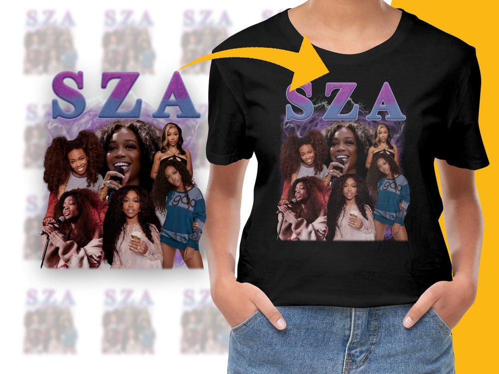 SZA Graphic T-Shirt, Fan Merch, Multiple Poses Print, Women's Concert Tee, Music Artist Black Shirt, Unique Gift Idea for Fans.