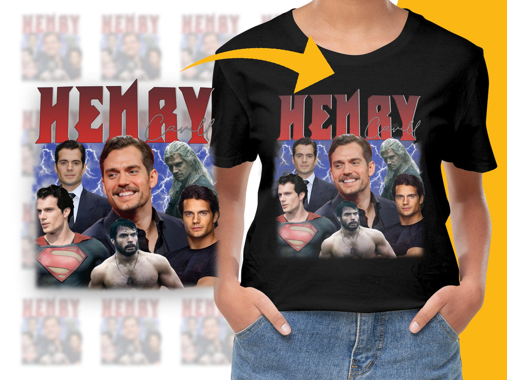 Henry Cavill Montage T-Shirt, Superman and Movie Roles Graphic Tee, Unisex Fan Apparel