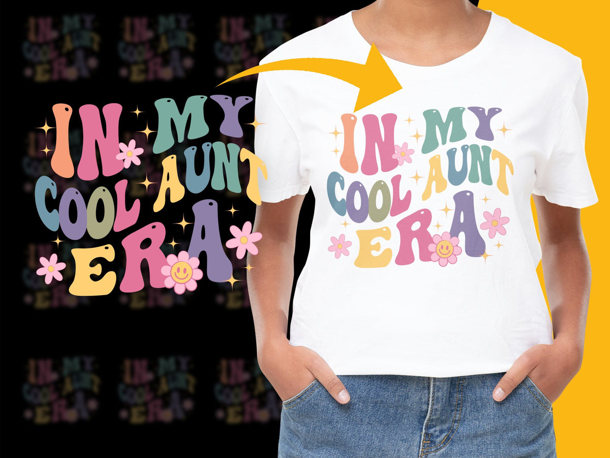 Cool Aunt Era T-Shirt, Colorful Fun Auntie Graphic Tee, Floral Typography Casual Wear, Gift for Aunt
