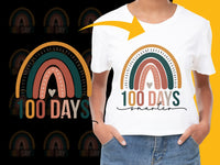 Load image into Gallery viewer, Kids 100 Days Smarter T-Shirt, Colorful Rainbow Graphic Tee, Heart Design, School Celebration Shirt
