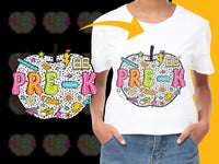 Load image into Gallery viewer, Pre-K Teacher T-Shirt, Colorful Preschool Educator Gift, Cute Kindergarten Tee, School Supplies Graphic, Fun Teacher Apparel