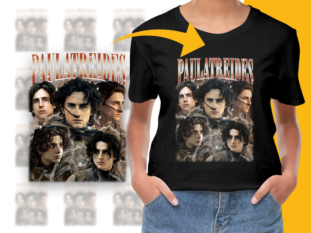 Paul Atreides Dune Inspired Graphic T-Shirt, Sci-Fi Movie Fan Tee, Unisex Black Cotton Shirt