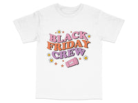 Load image into Gallery viewer, Black Friday Crew T-Shirt, Graphic Tee, Unisex Casual Fit, Holiday Shopping Outfit, White Cotton Shirt with Colorful Design
