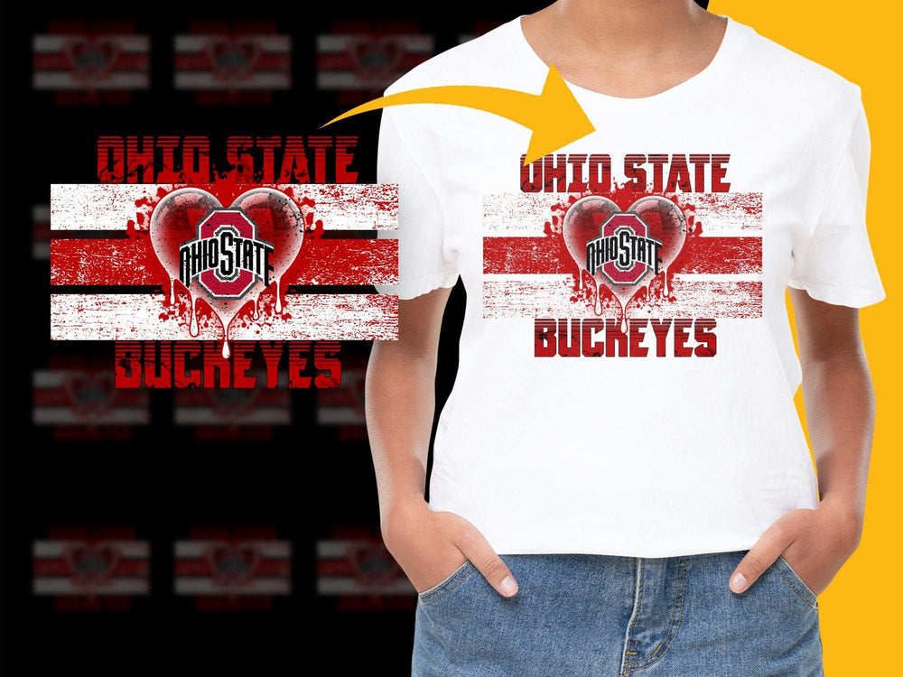 Ohio State Buckeyes T-Shirt Vintage Heart Logo College Sports Fan Apparel Gift