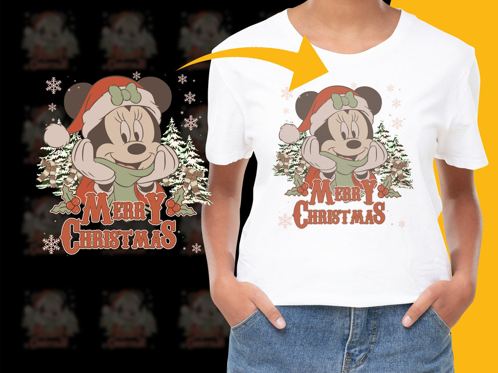 Kids Christmas T-Shirt, Cute Cartoon Mouse Holiday Graphic Tee, Festive Winter Apparel