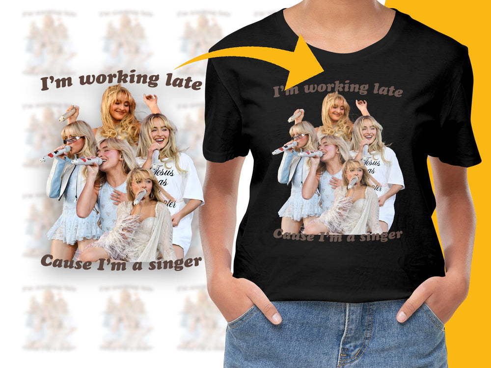 'I'm Working Late Cause I'm a Singer' T-Shirt, Graphic Tee with Musical Quote, Stylish Women's Black Cotton Shirt