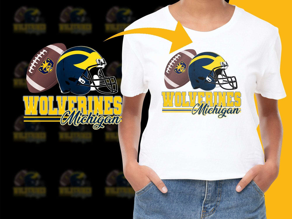 Michigan Wolverines Football T-Shirt, College Sports Graphic Tee, Fan Apparel Gift