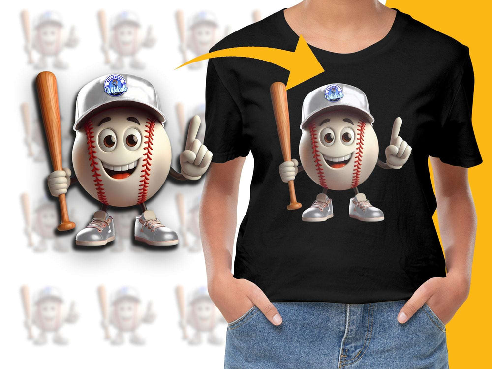 Baseball Character T-Shirt, Funny Sports Tee, Casual Wear, Graphic Shirt for Adults and Kids, Unique Design