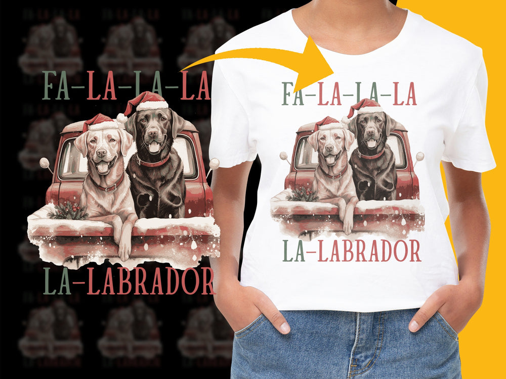 Fa-La-La Labrador Christmas T-Shirt, Holiday Dog Lover Tee, Festive Labrador Retriever Graphic Shirt, Unisex Gift Idea
