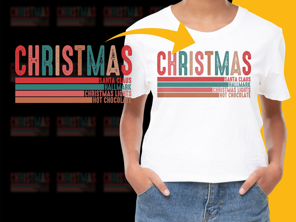 Christmas T-Shirt Santa Claus Hallmark Movies Hot Chocolate Festive Holiday Tee for Adults and Kids