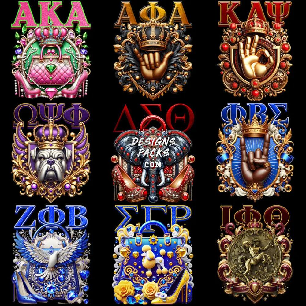 9 Alpha Kappa Divine Designs Bundle Png + Psd