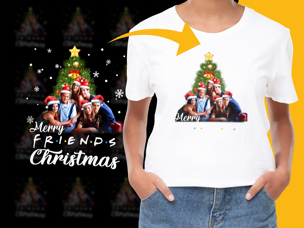 Friends Christmas T-Shirt, Holiday Graphic Tee, Festive Group Photo, Fun Seasonal Apparel for Parties