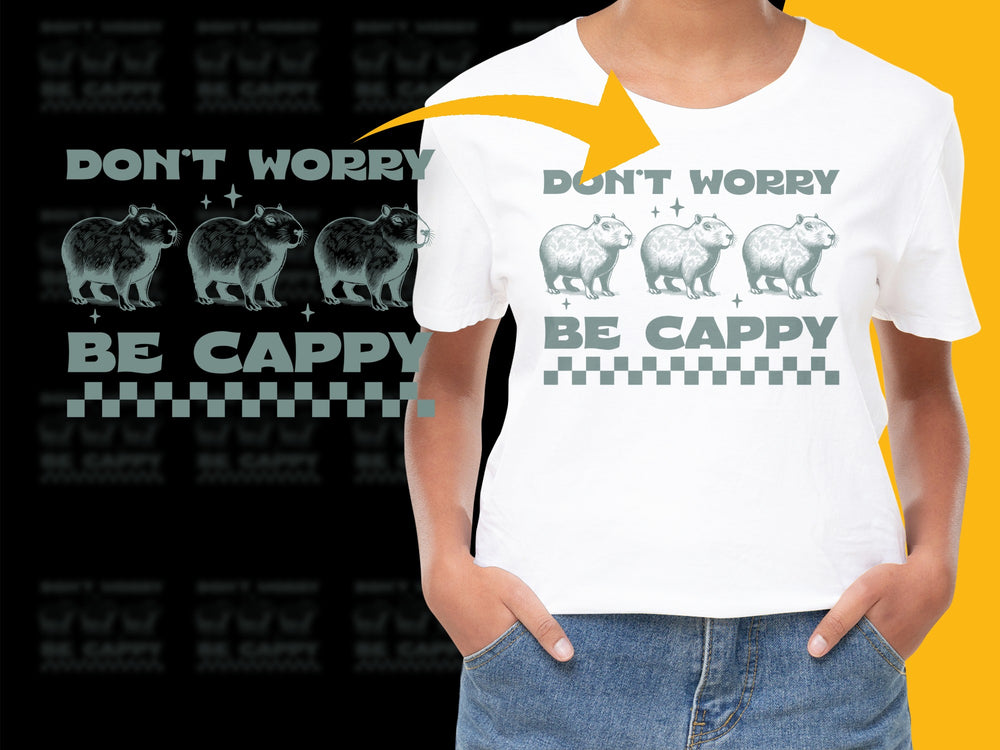 Don't Worry Be Cappy Funny Capybara Graphic T-Shirt, Cute Animal Lover Tee, Unisex Cotton Shirt
