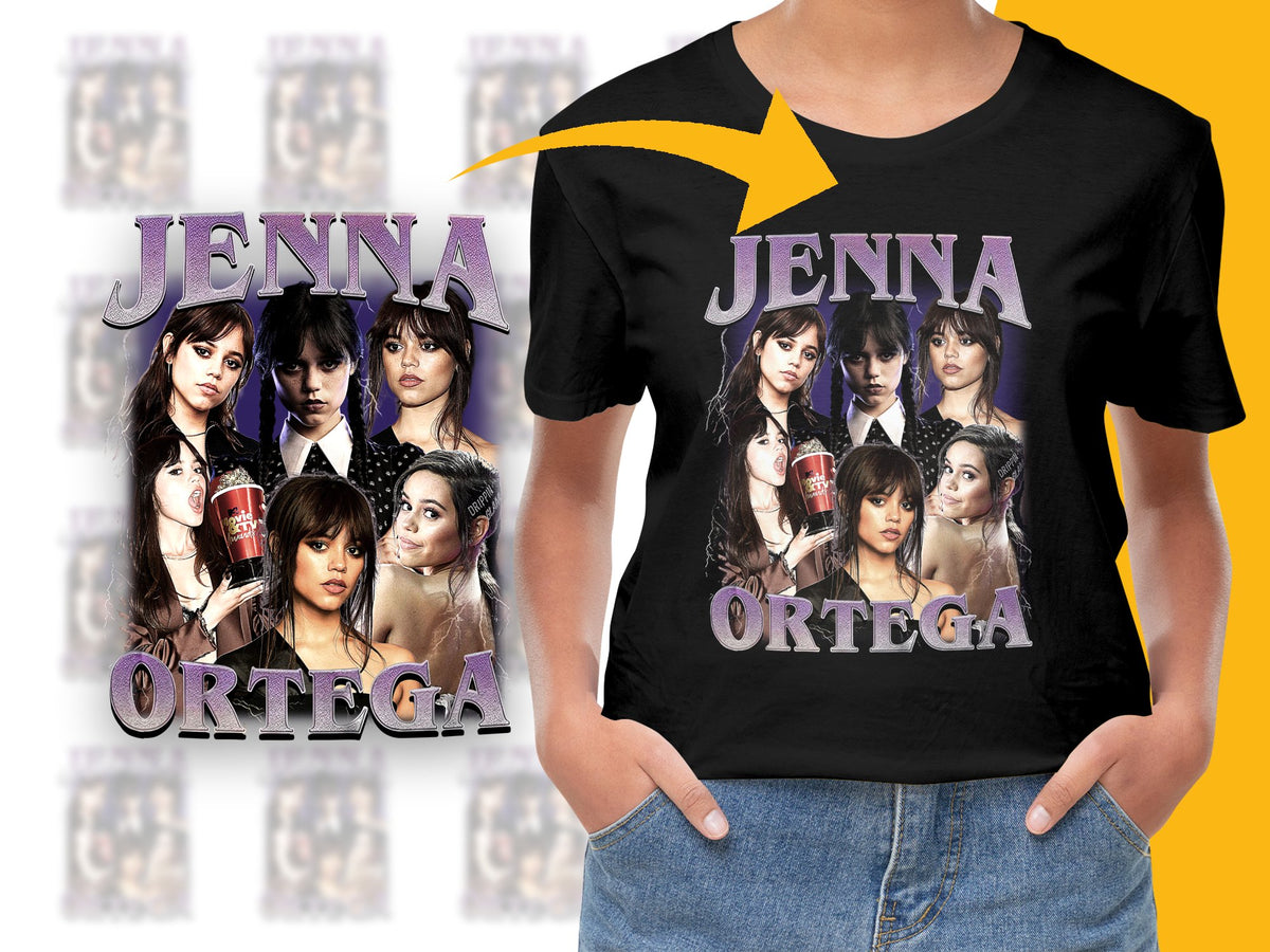 Jenna Ortega Inspired Graphic Tee, Trendy Celebrity Photo Collage T-Shirt, Fashion Top for Teens and Adults.