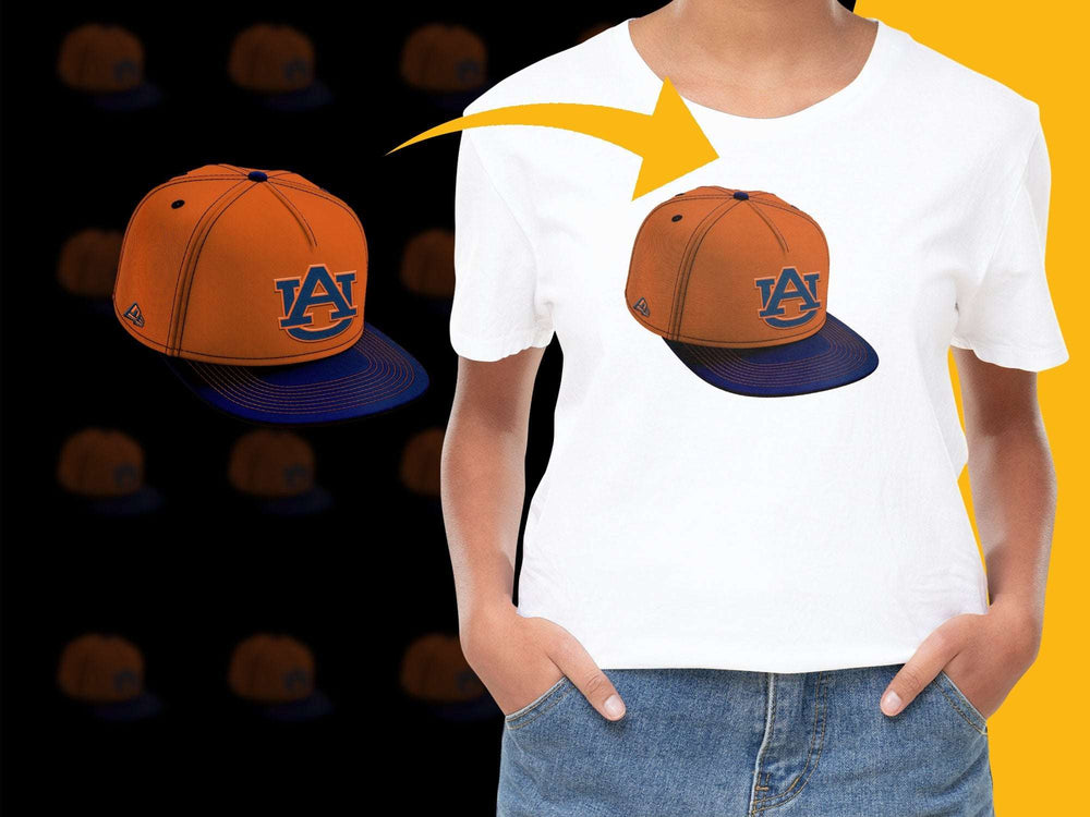 Auburn University Logo T-Shirt, Orange Blue Sports Cap, College Fan Apparel, Unisex Casual Wear