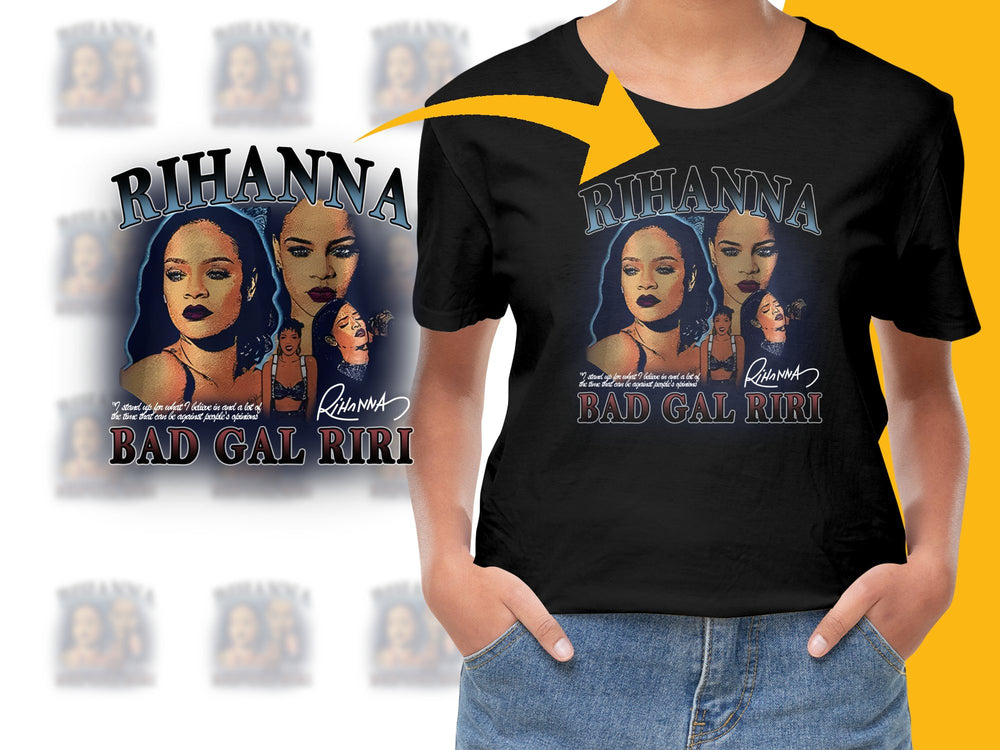Rihanna Bad Gal Riri Graphic T-Shirt, Vintage Style Pop Art Tee, Music Icon Fashion Top