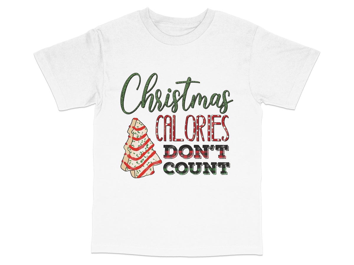 Christmas Calories Don't Count T-Shirt, Festive Holiday Graphic Tee, Funny Xmas Party Outfit Idea