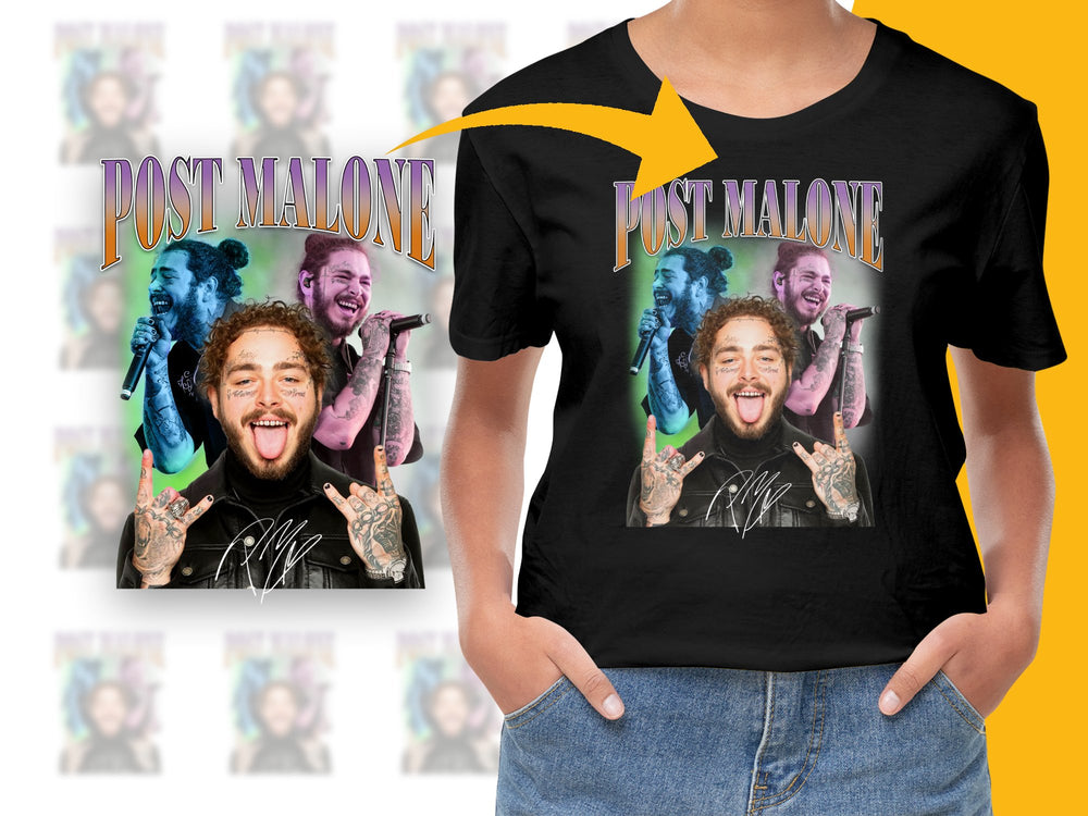 Post Malone Fan T-Shirt, Hip-Hop Artist Graphic Tee, Colorful Music Star Merchandise, Unisex Casual Apparel