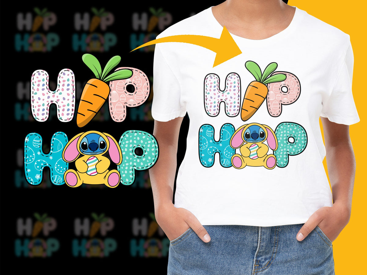 Cute Easter Bunny T-Shirt, Kids Colorful Easter Outfit, Hip Hop Carrot Design, Spring Holiday Apparel