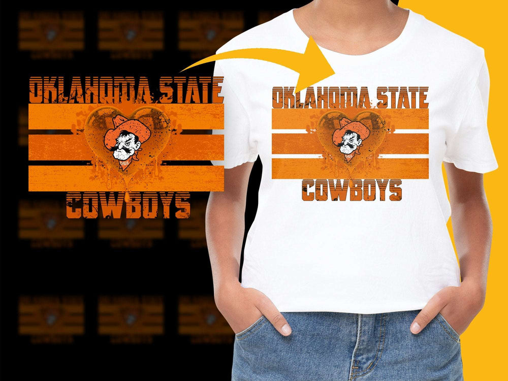 Oklahoma State Cowboys T-Shirt, College Sports Fan Apparel, Orange Graphic Tee