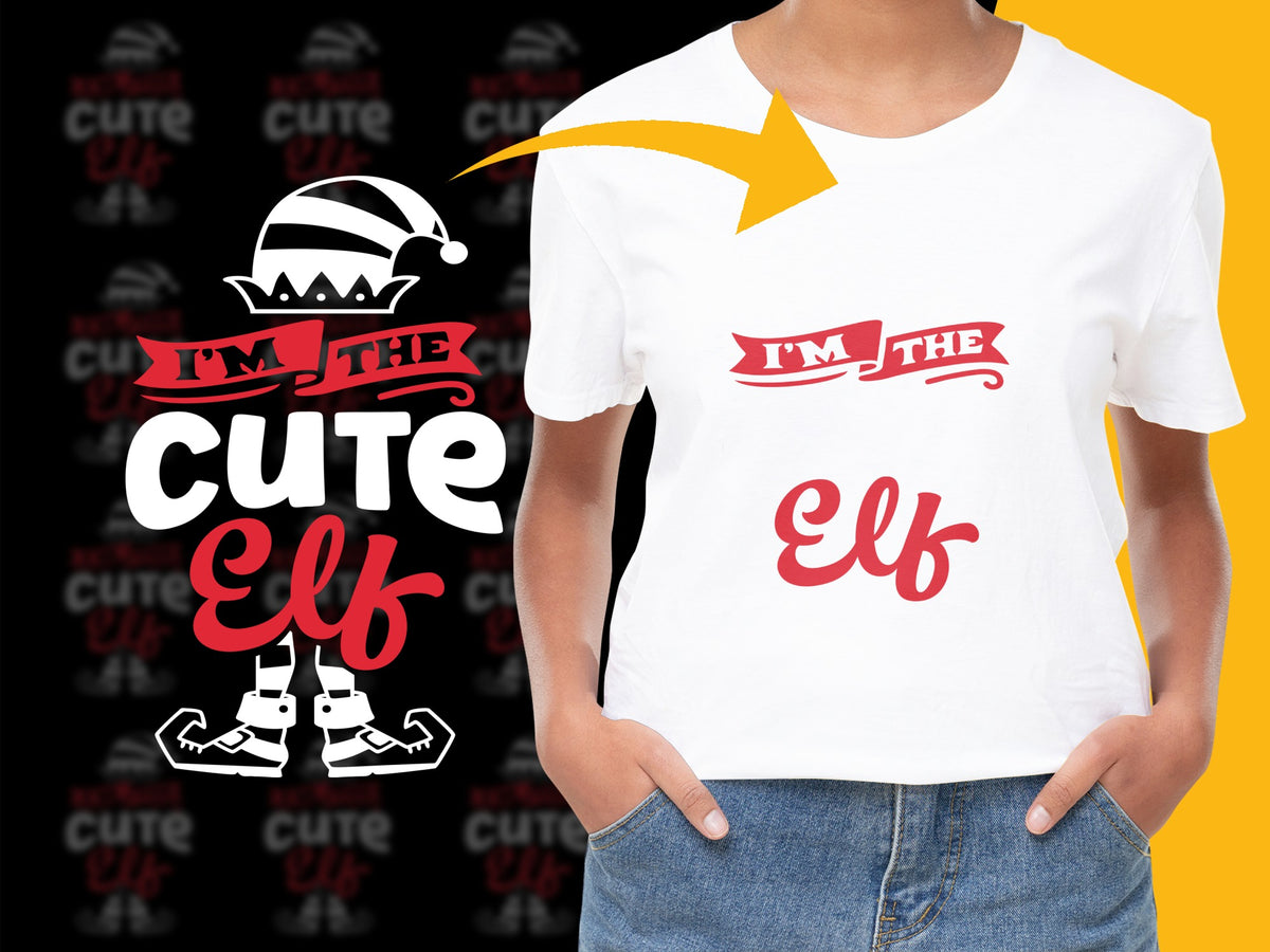 Cute Elf Christmas T-Shirt, Festive Holiday Graphic Tee, Unisex Winter Apparel, Red and White Elf Design